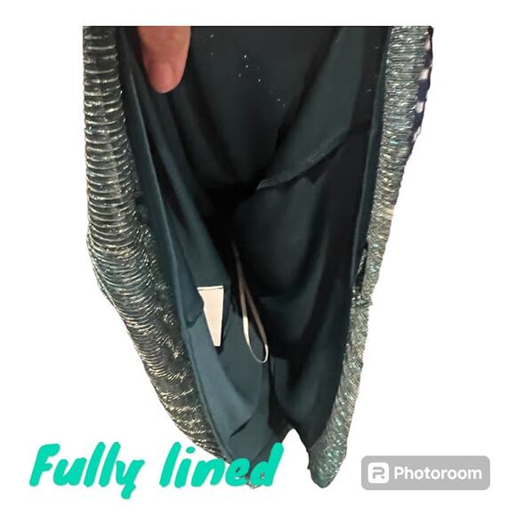 Lulu's Iridescent Teal Blue "Ailey Skater Dress" with Twisted Back Straps Size M - Picture 7 of 11